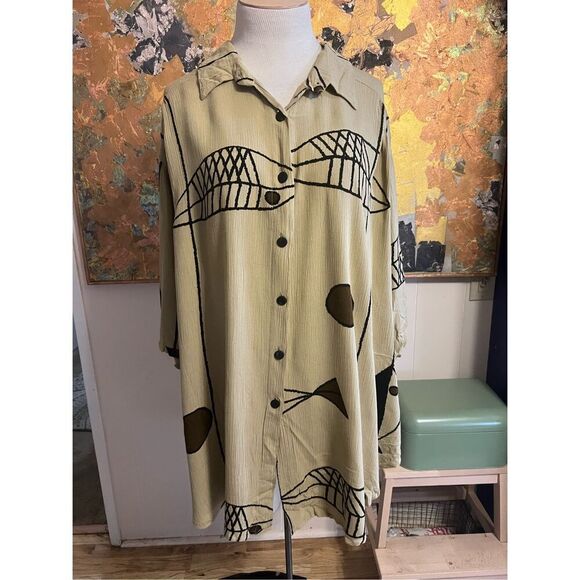 Vintage We Be Bop Rayon Short Sleeved Big Shirt Fish Print 4X - Picture 1 of 6